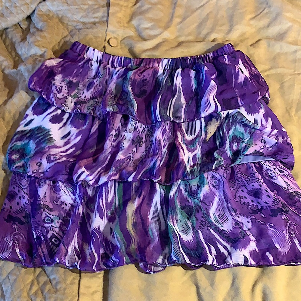 ALEXANDRA BARTLETT 3LAYERED RUFFLES PURPLE SKIRT